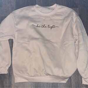 Cream Sweatshirt with Embroidered Text